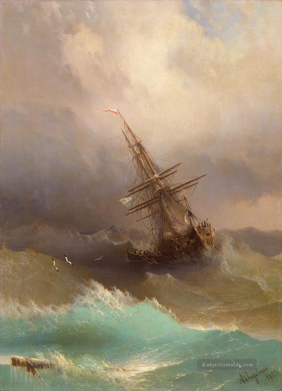 Schiff im stürmischen Meer 1887 Verspielt Ivan Aiwasowski makedonisch Ölgemälde